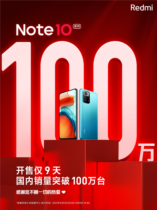 开售仅9天！Redmi Note10系列国内销量破100万_百科TA说