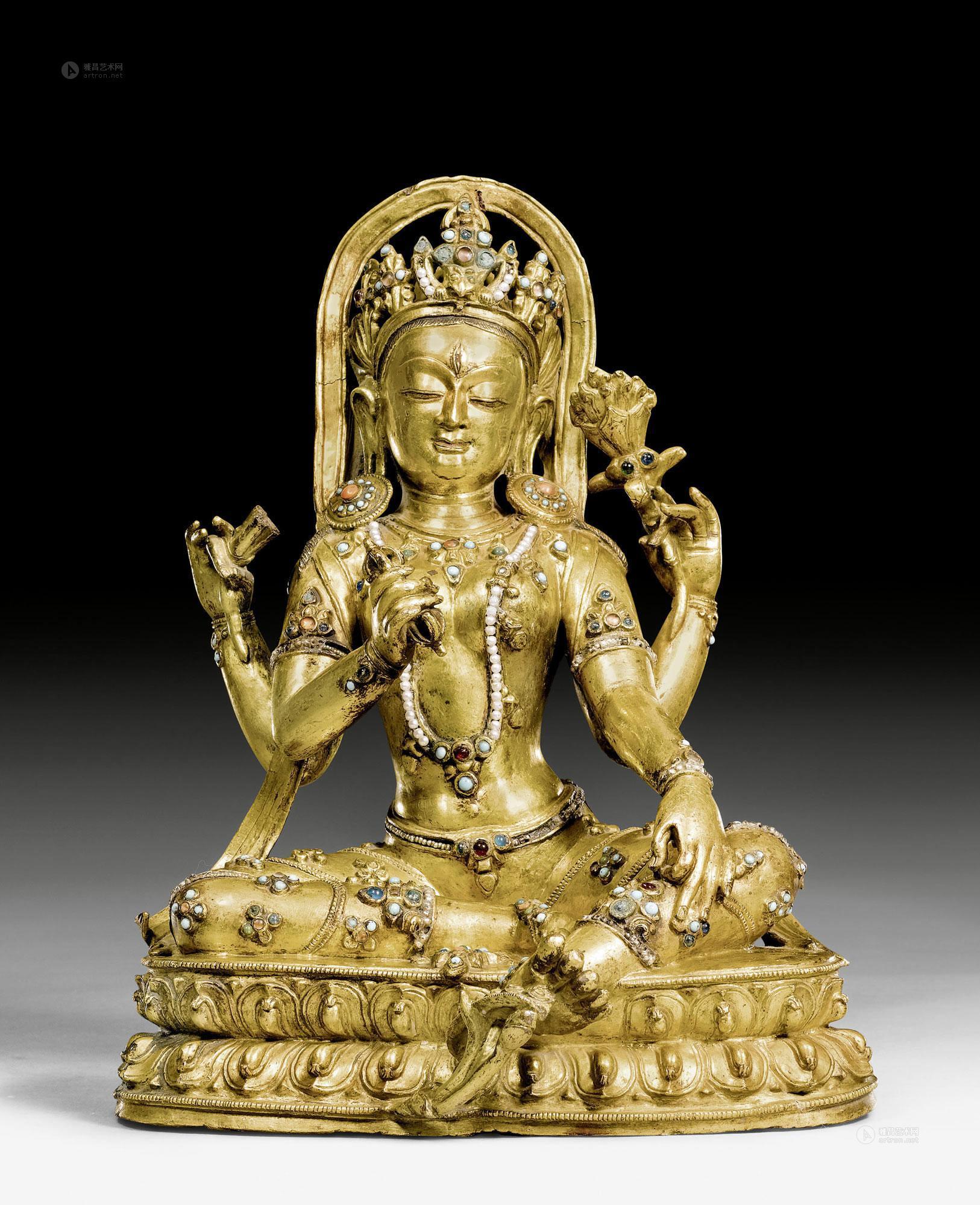 四臂度母鎏金铜像