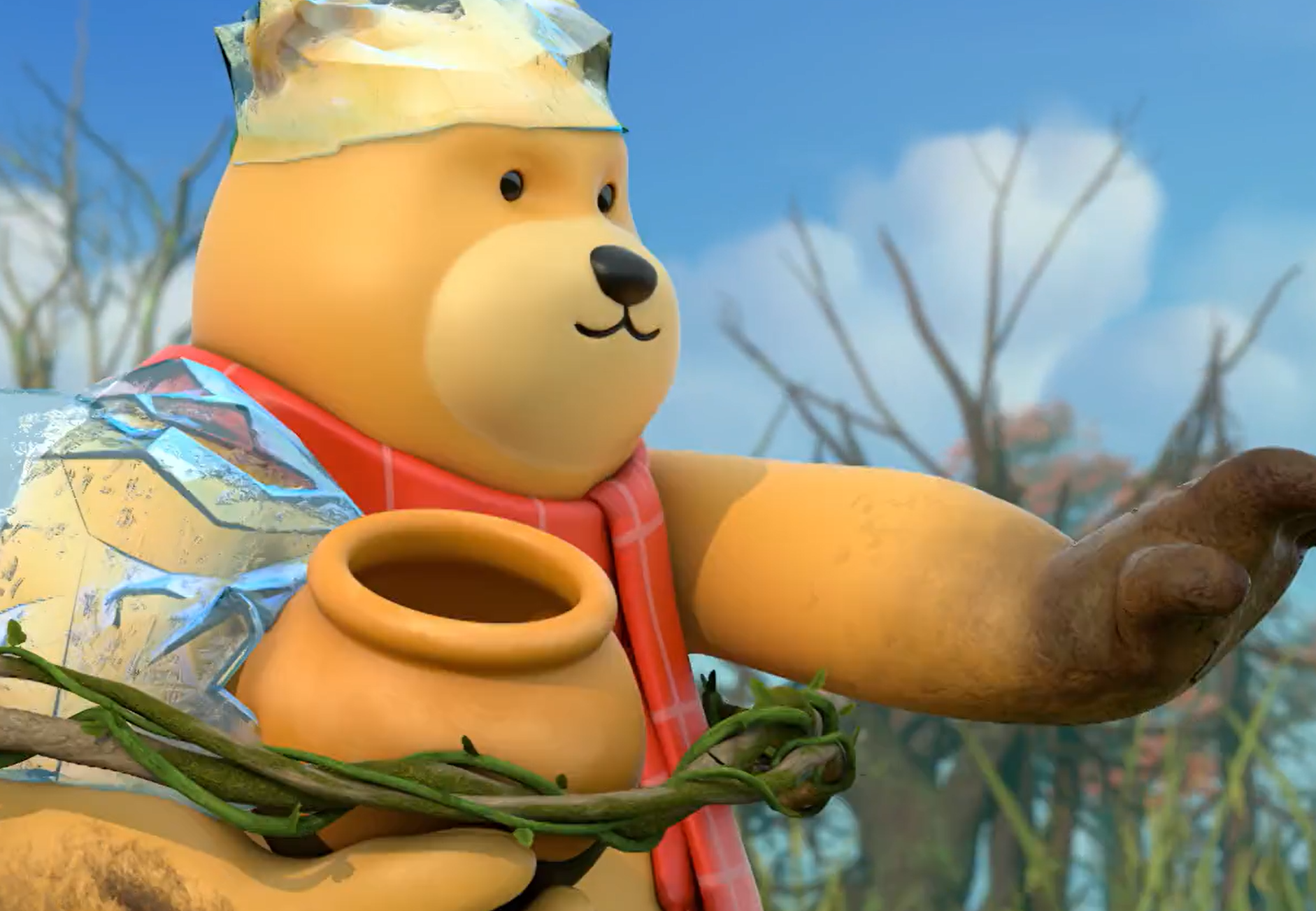 黄色大狗熊雕塑