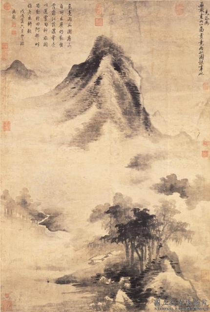 元高克恭雨山图轴
