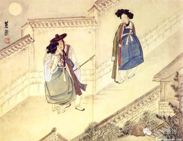 韓国 蕙園伝神帖 申潤福 「雙劍對舞」 李朝 民画 習作 絹本肉筆画 韓国 蕙園伝神帖 申潤福 「雙劍對舞」 李朝 民画 習作