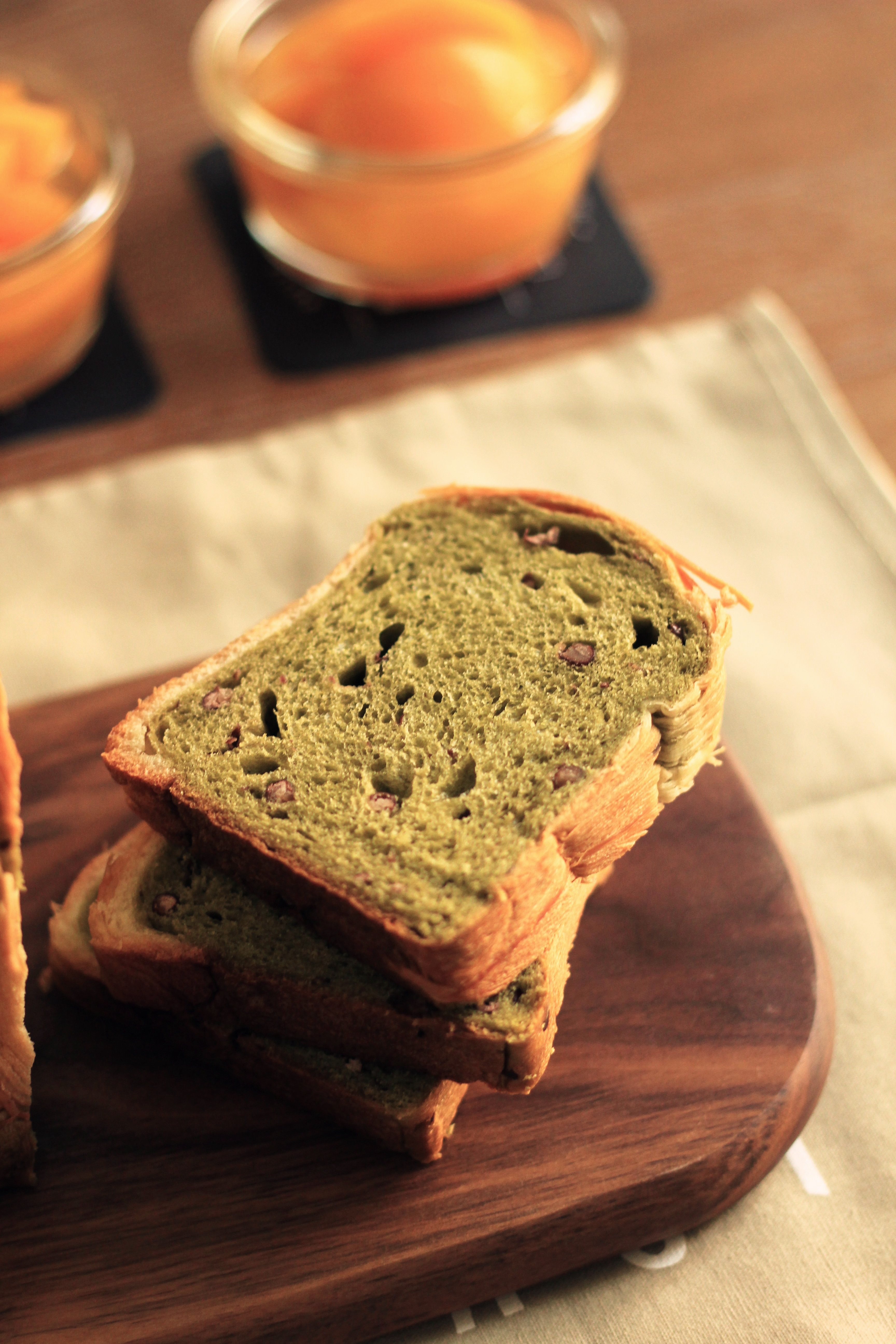 抹茶红豆三色土司