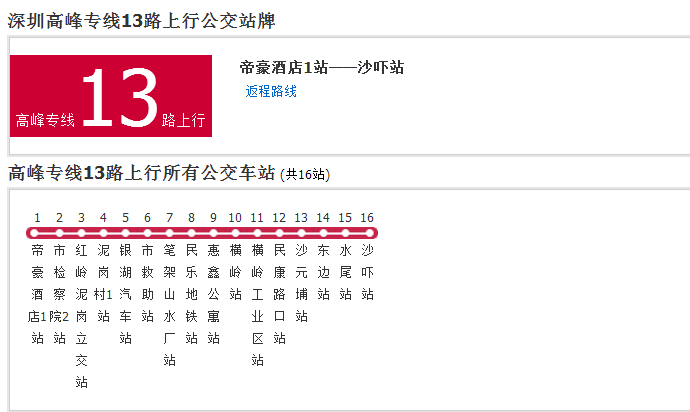  p>深圳公交高峰专线13路是一条公交车线路 ,汽车公司是深圳市西部