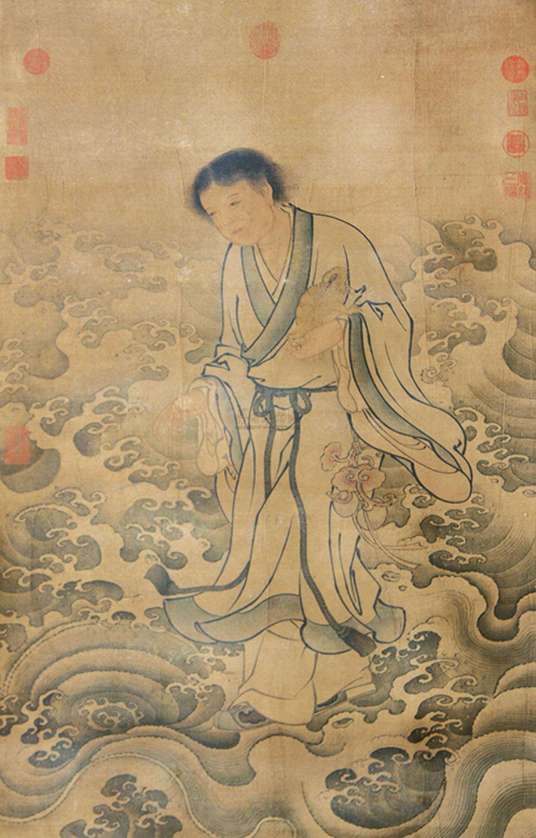 【掛軸 張大千風】劉海戯金蟾図 中堂掛軸 宣紙 装裱済み 168×70cm 刘海戏金蟾图_百度百科