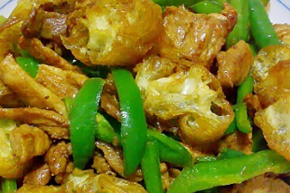 青椒炒油条