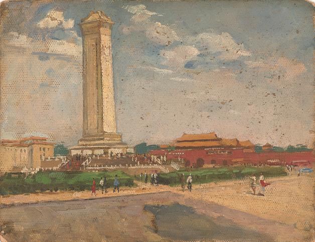  p>《人民英雄纪念碑》是闵叔骞于1955年创作油画作品. /p>