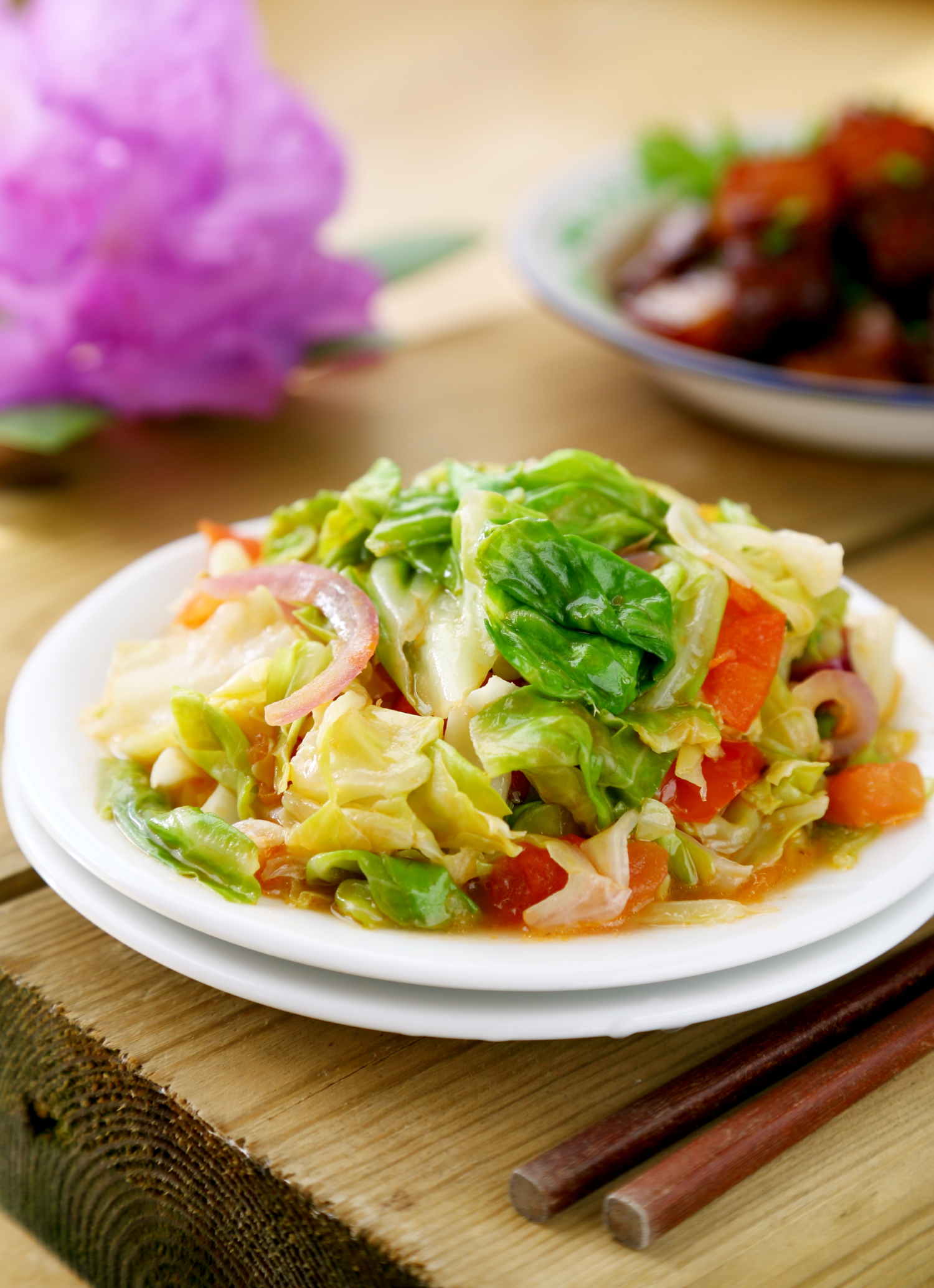 西红柿炒圆白菜