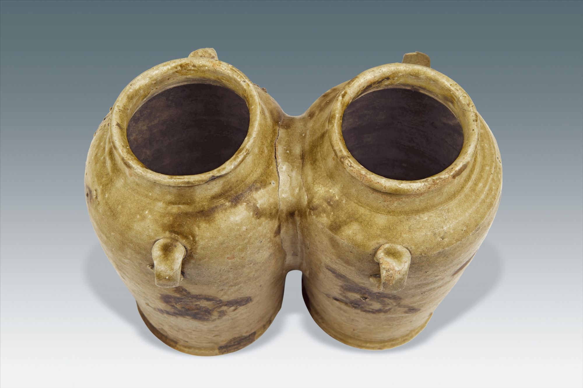 唐代青釉褐彩双联瓷罐