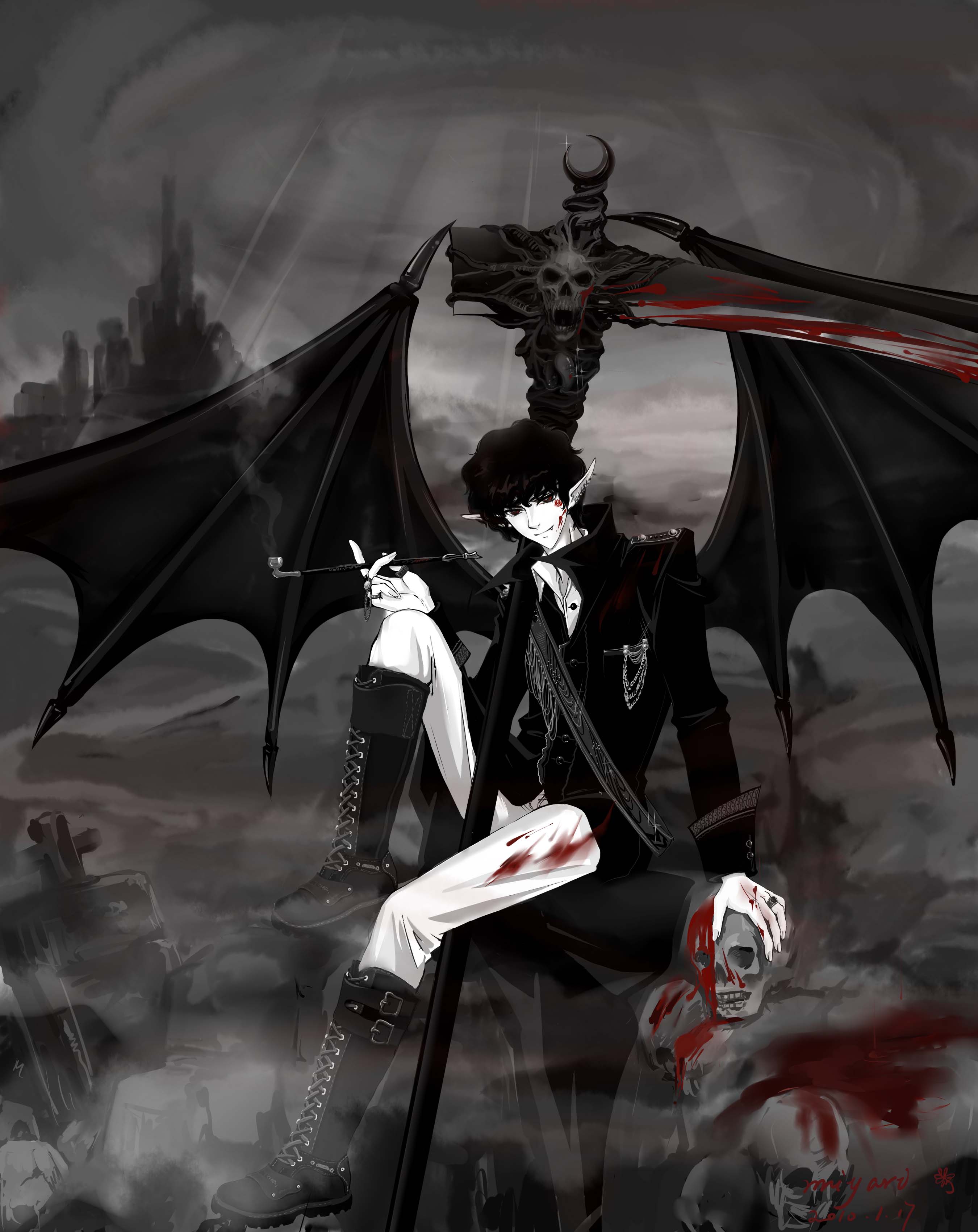  p>玛门,《天神右翼》中的人物,是魔族,称号是黑暗骑士,原罪之贪婪.