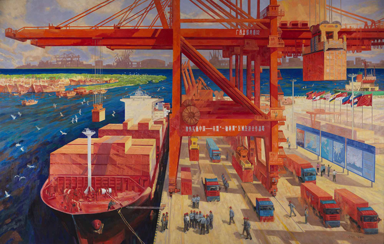 下的港湾——北部湾经济区域发展》是雷务武,雷璨铭创作的油画作品