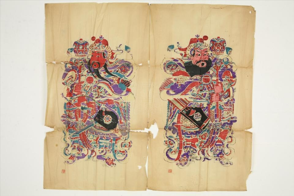 民国陕西神荼郁垒门神年画