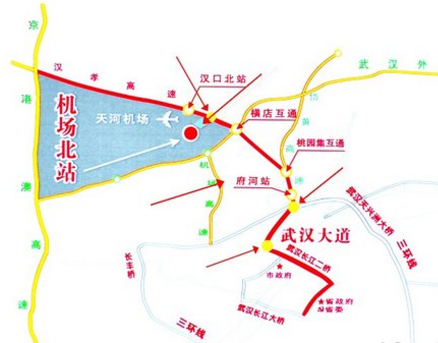 p>天河机场北连接线,武汉至孝感高速公路机场北连接线,起于汉孝高速