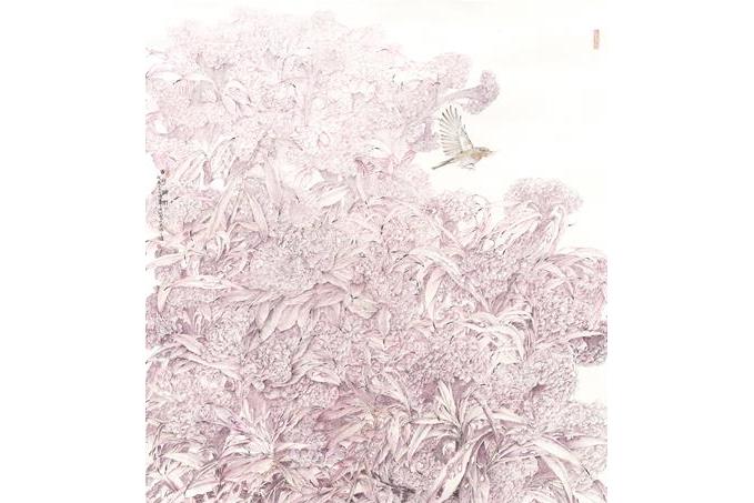  p>《吉冠神州》是2019年李采姣创作的花鸟画. /p>