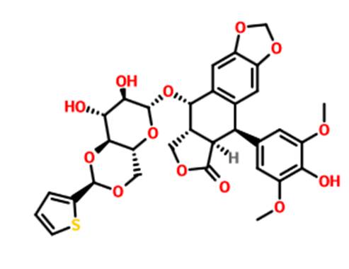 39;-去甲基表鬼臼毒素-β-d-噻吩亚甲基吡喃葡萄糖苷,分子式为c32h32