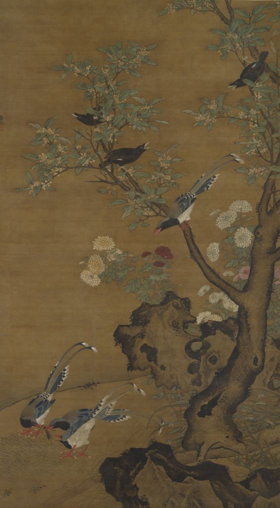 桂菊山禽图（明代吕纪创作绢本设色画）_百度百科
