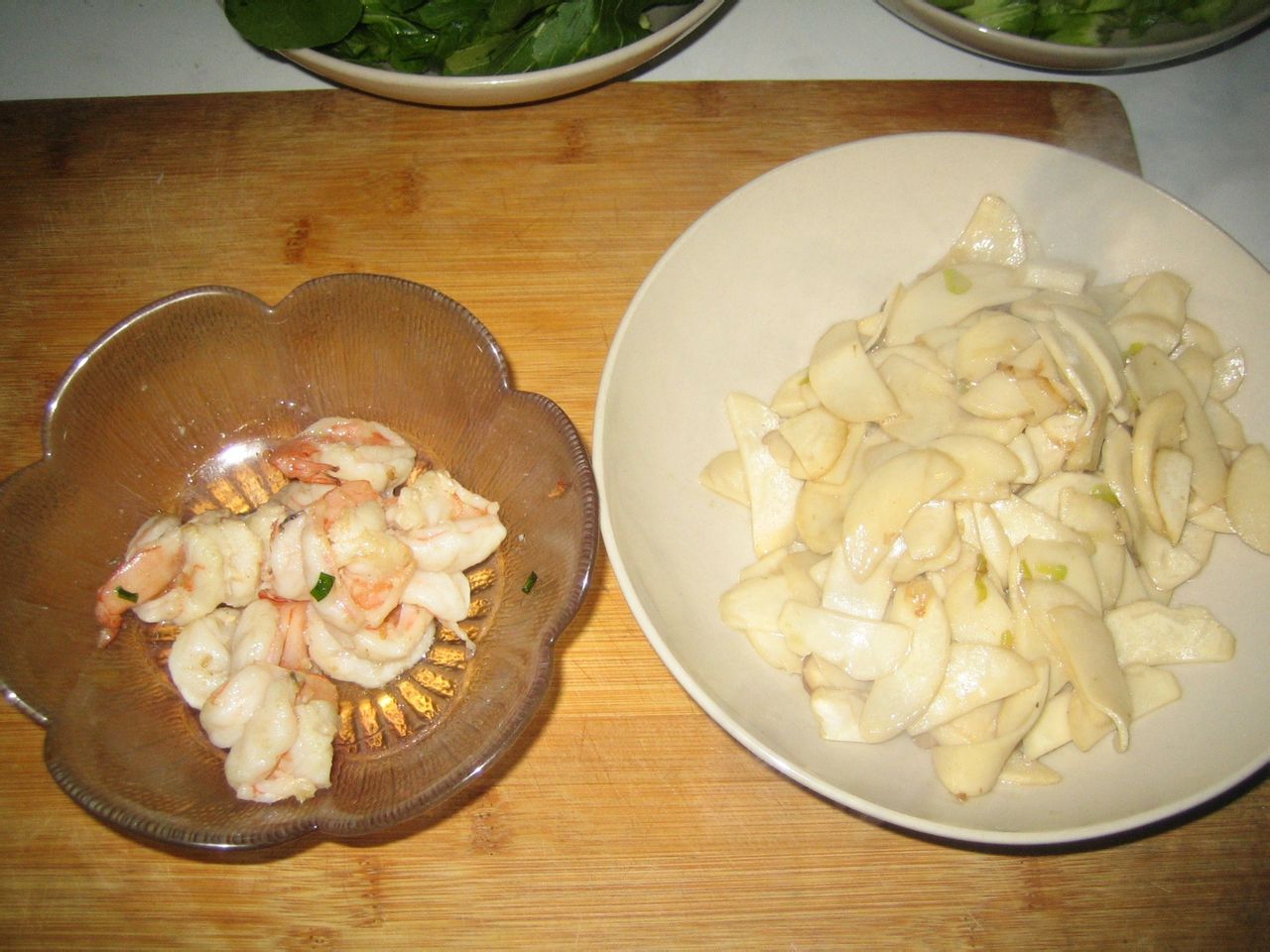 虾球油菜杏鲍菇