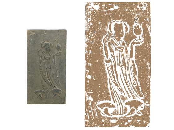 南朝托博山炉侍女画像砖