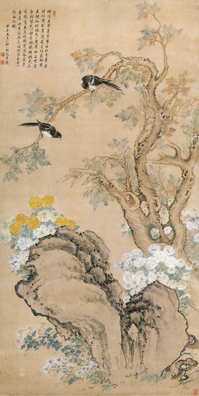 清，邹一桂《翠柏双喜图》_百科TA说
