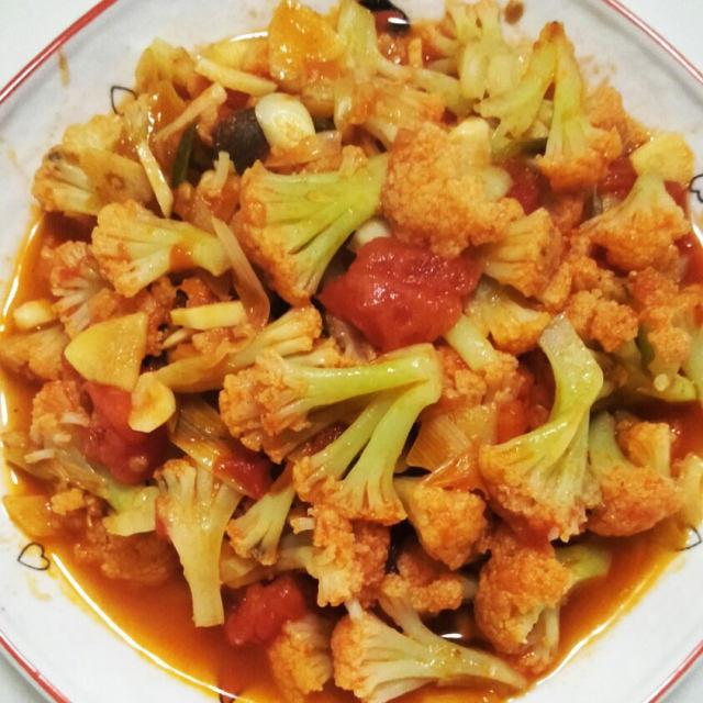 西红柿炒花菜