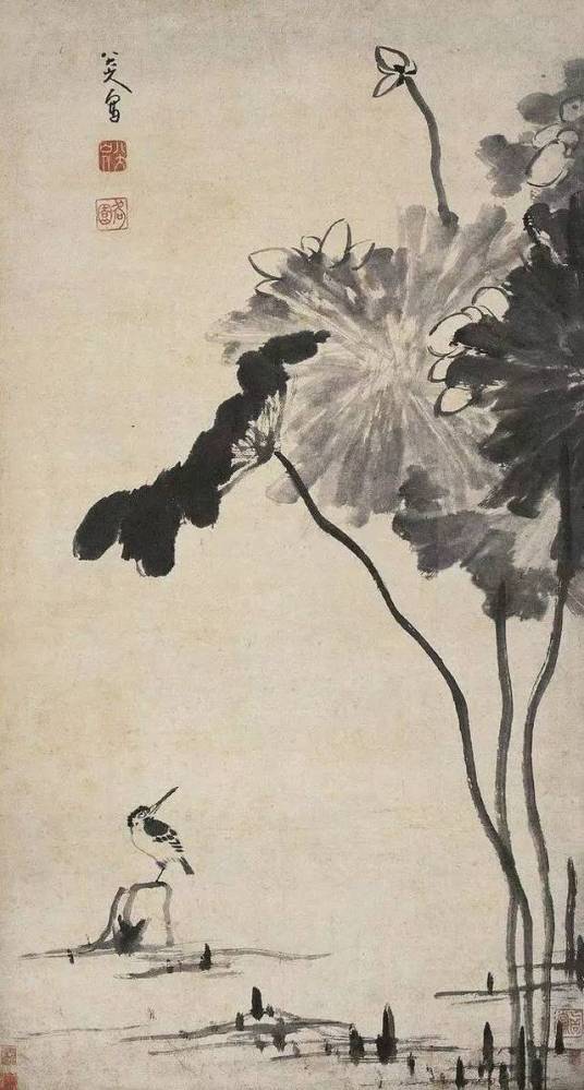 荷花翠鸟图（朱耷作品）_百度百科