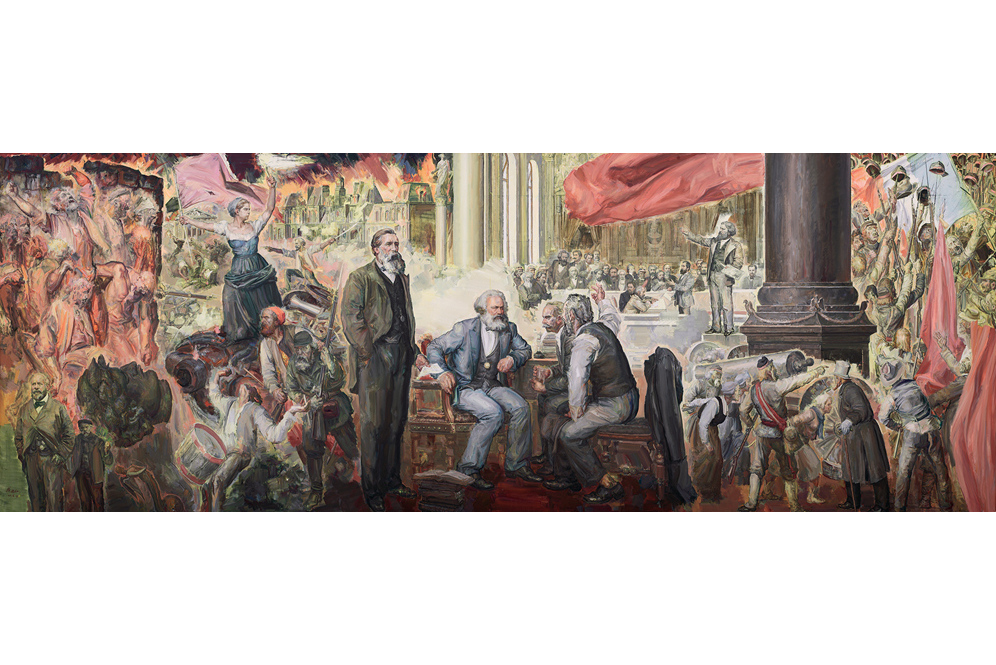 《满腔热情支持巴黎公社》是骆根兴2018年创作的油画