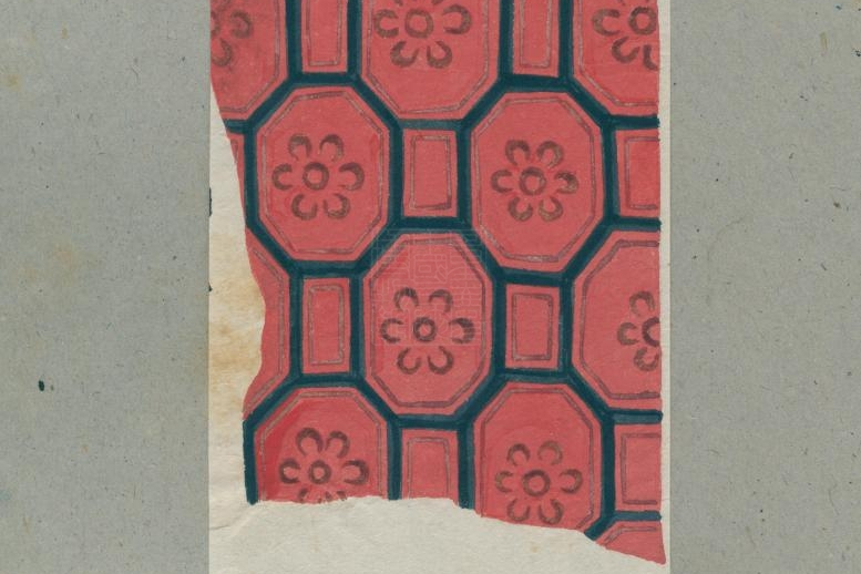 民国几何花瓣纹图案画