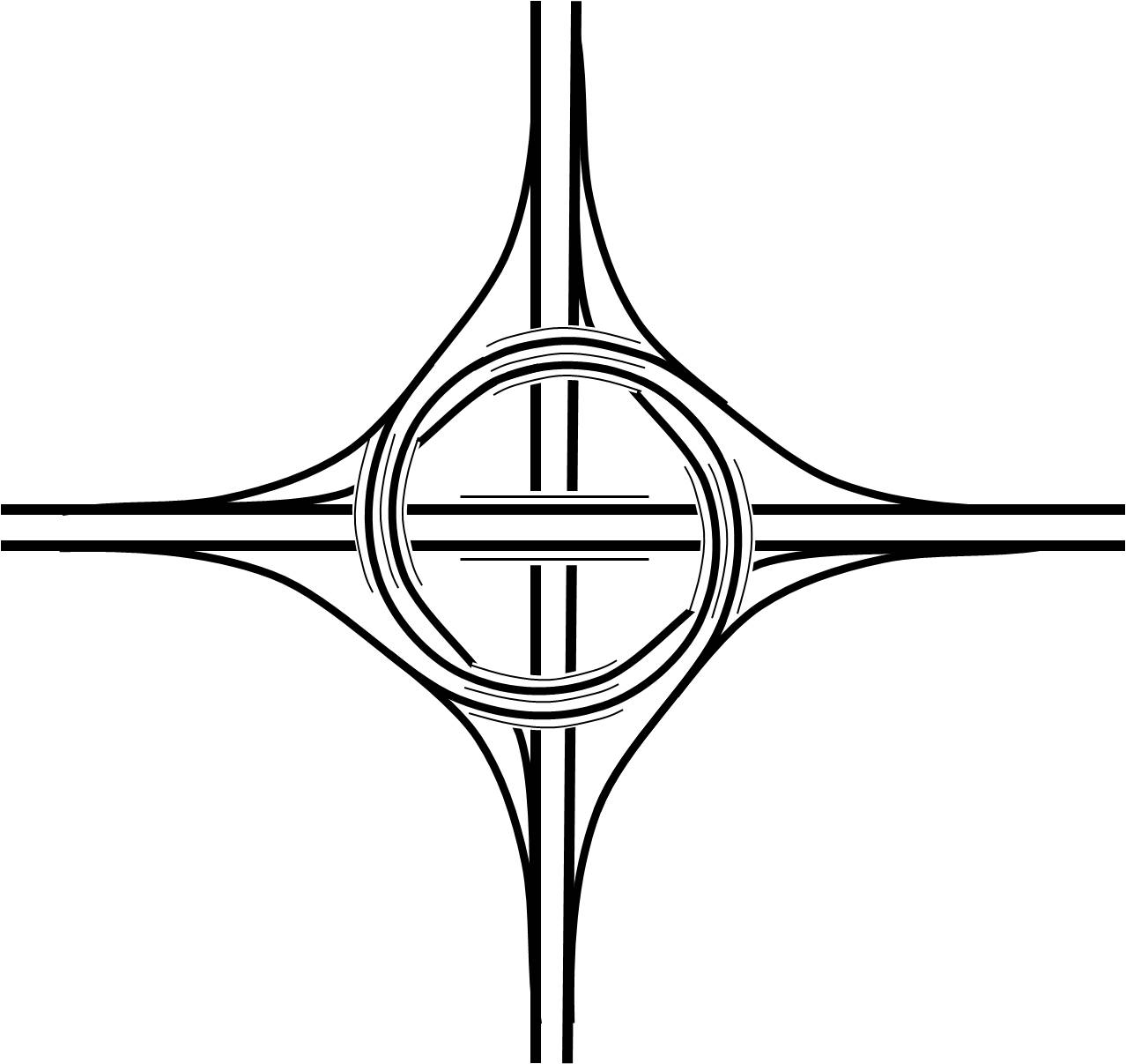  p>涡轮形互通式立体交叉(turbine interchange):左转弯匝道均采用外