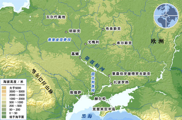  p>第聂伯河(英语:dnieper;俄语:Днепр)是欧洲东部的第二大河
