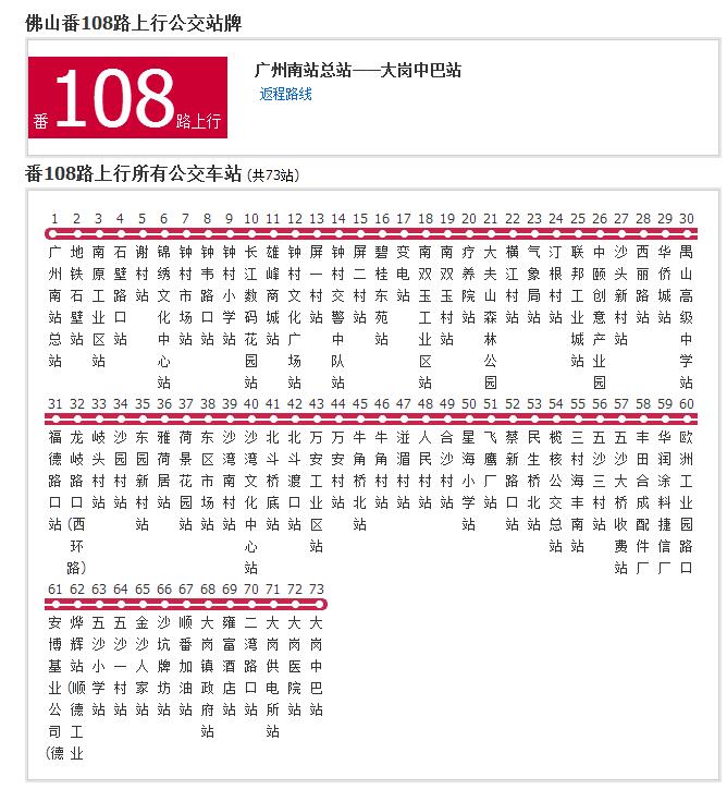佛山公交广番108路