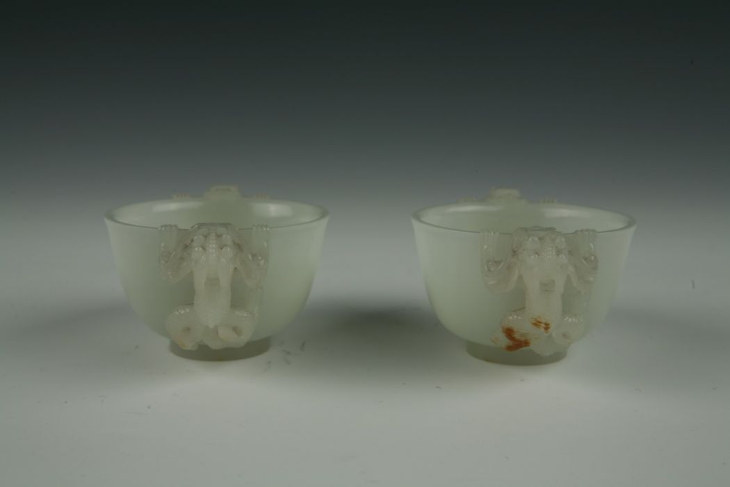 UM3-5S52 中国美術　玉石製　白玉爵杯　龍耳　置物　時代　唐物 清白玉双耳龙杯_百度百科