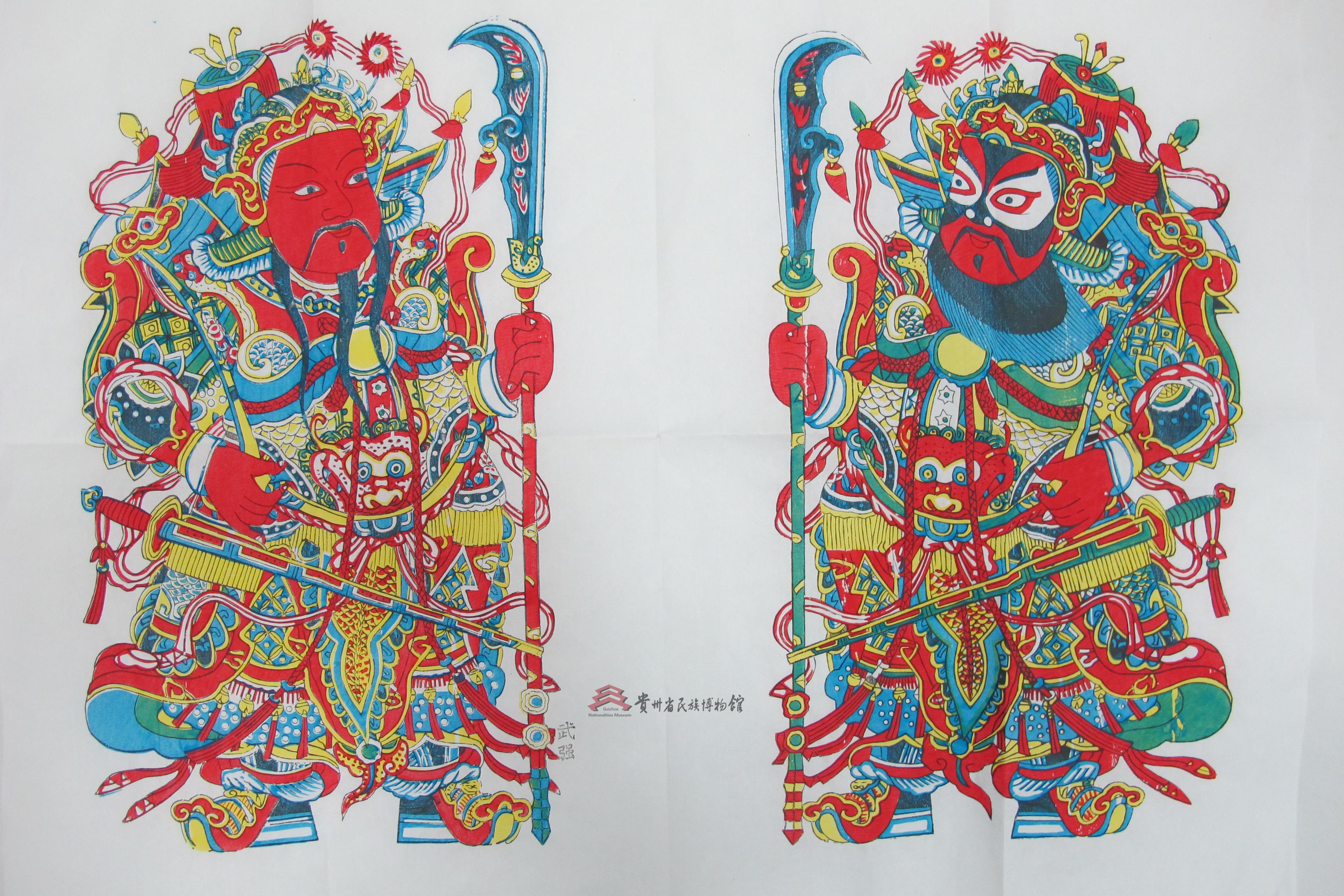 当代武强《戳刀门神》年画