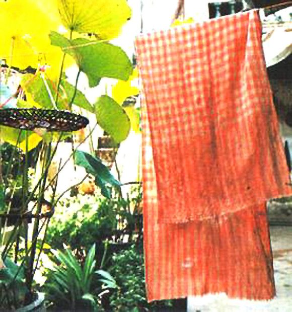  p>潮汕水布是潮汕地区农民下田作业普遍必备的一种特有生活用品,它用