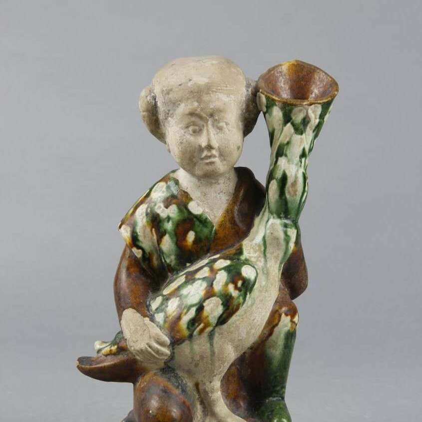 唐物 唐三彩女子俑 岩倉家旧蔵 共箱箱書きあり