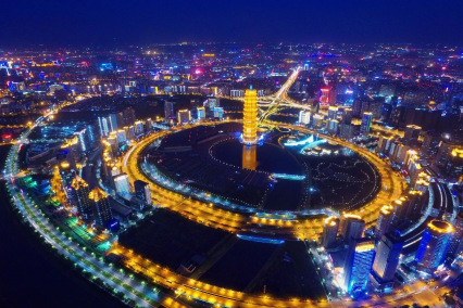 郑东新区如意湖CBD夜景