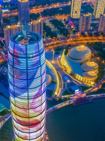 郑东新区如意湖CBD夜景