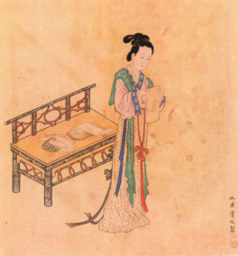 仇英·列女传图·薛涛戏笺