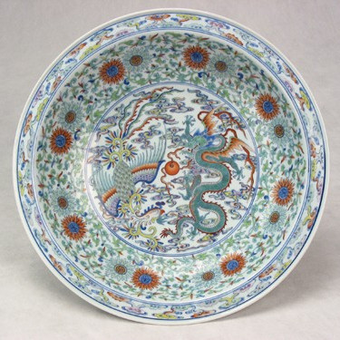 清雍正款斗彩龙凤大盘_百度百科