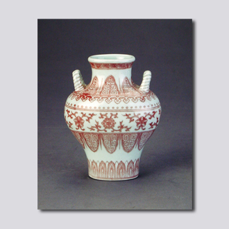 釉里红花卉纹双耳扁瓶_百度百科