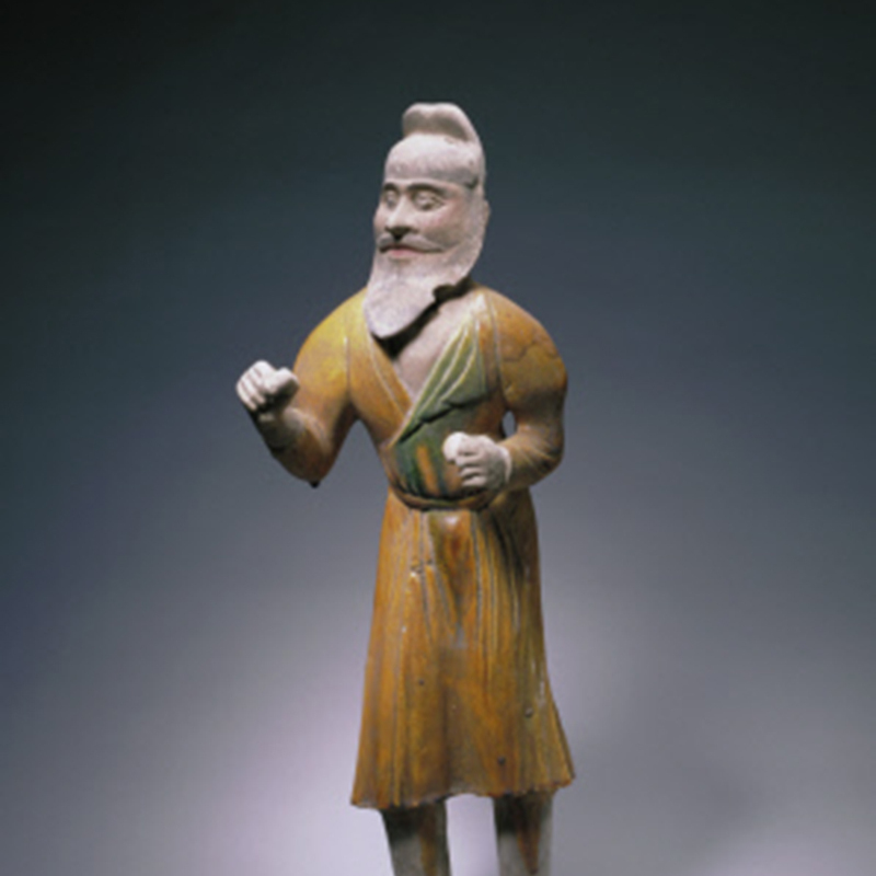 明朝三彩加彩文人俑 】 出土副葬品 高44cm O0205G